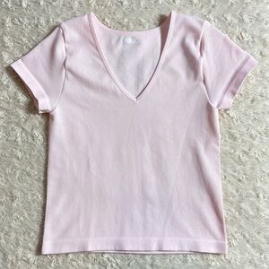 NWOT PINK DOT Light Pink Ribbed Baby Tee Crop M Medium NEW